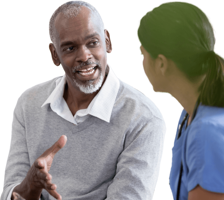 Man speaking with his doctor