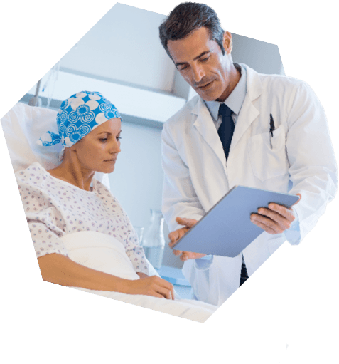 Patient and doctor reviewing chart