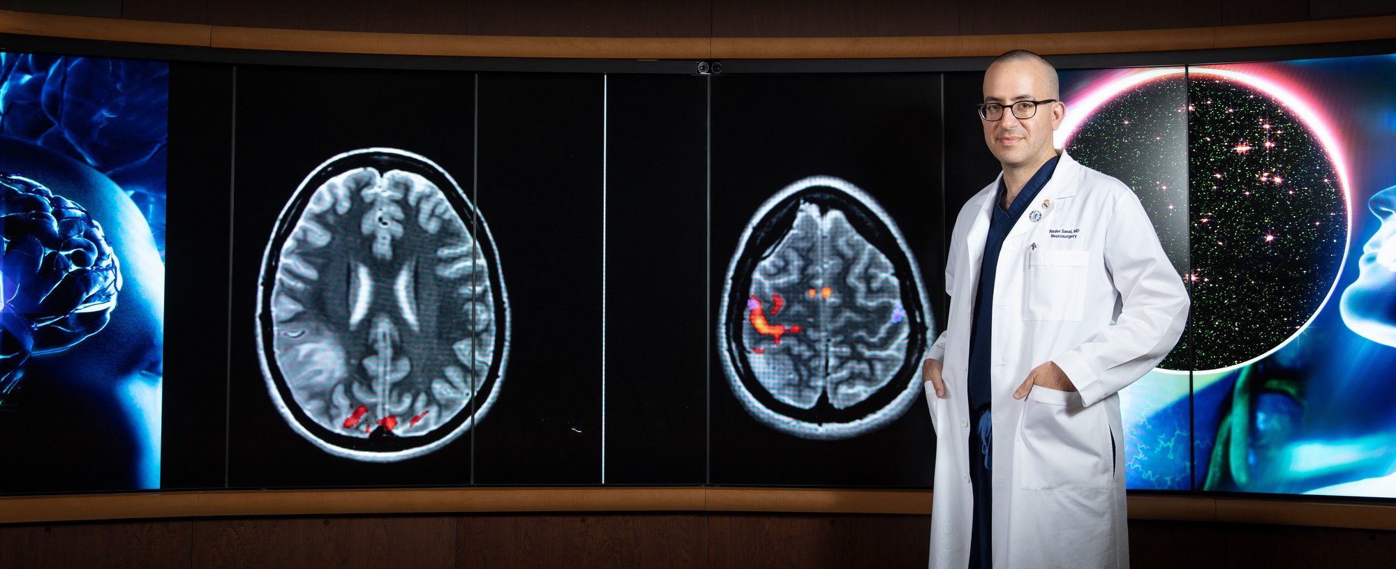 Dr. Sanai standing in front of MRI screen