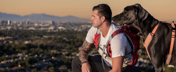 Ian Youngblood with his dog, Kinje