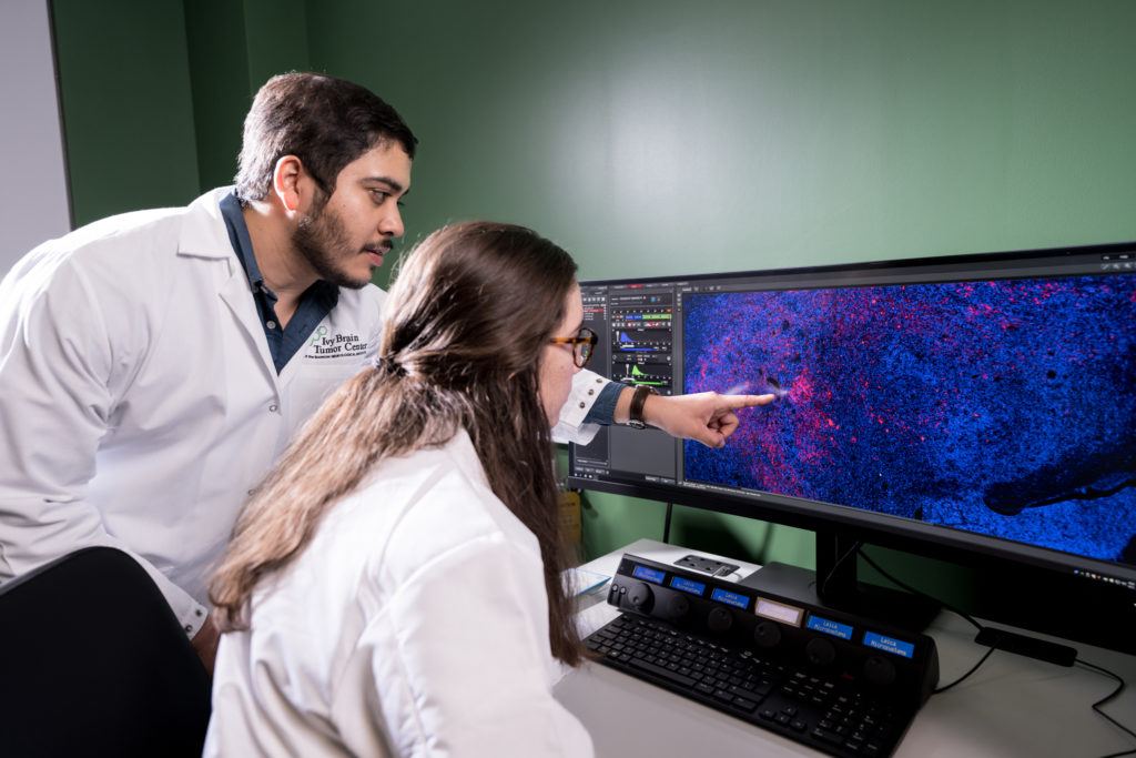 Lab technicians analyzing scan