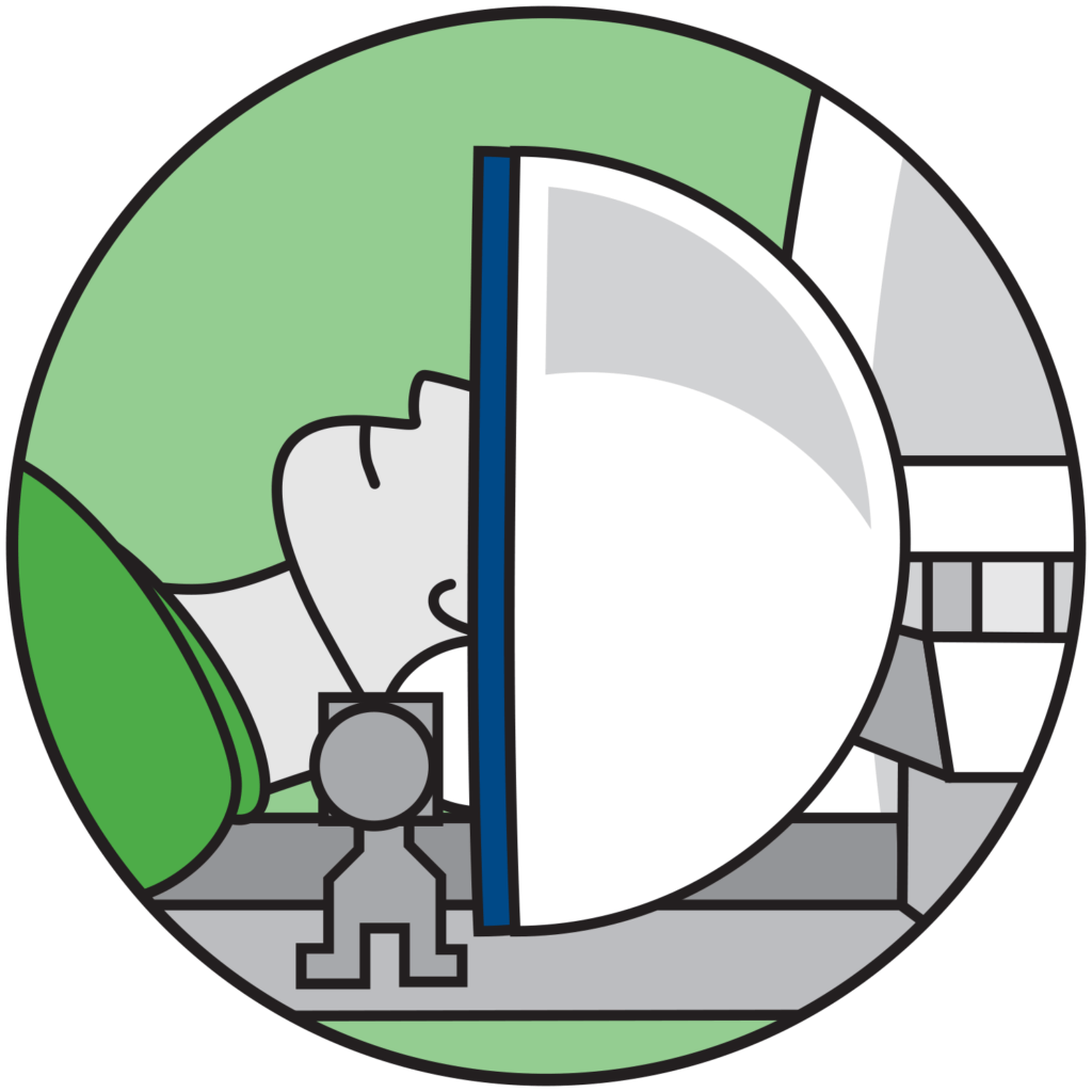 Icon of patient receiving sonodynamic therapy in a recurrent glioblastoma clinical trial