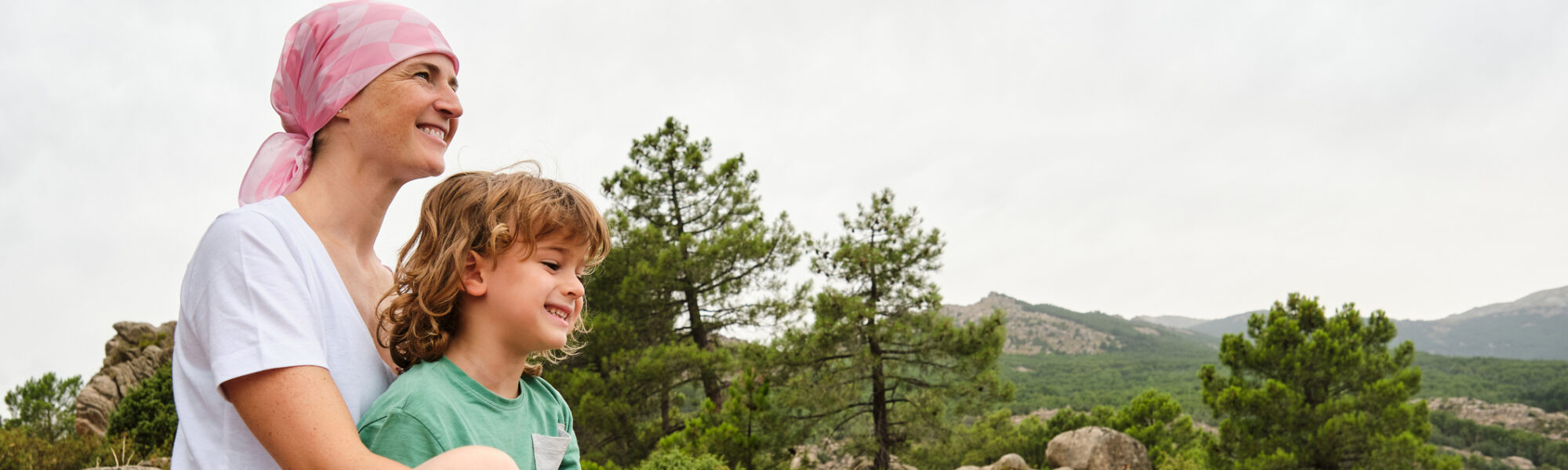 Mother and son in nature